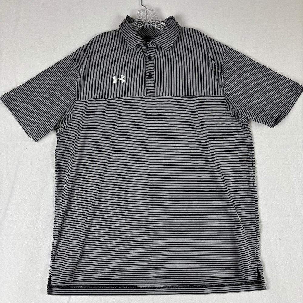 Under Armour Men's Polo Stripe black, grey Size XL Loose Fit